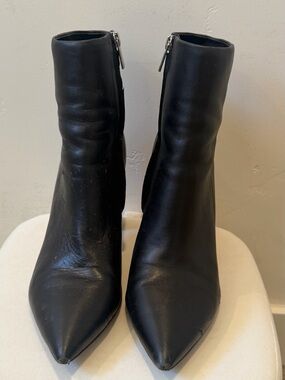 Marc Fisher Black Pointed Toe Ankle Booties with Side Zipper